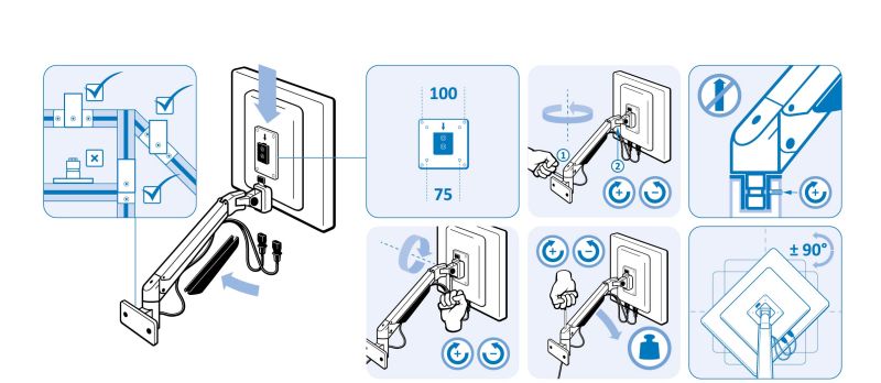 Monitor support four axis