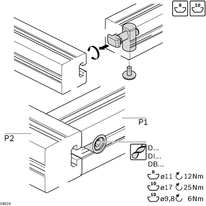 Joint de serrage rapide, N10, 90°, acier galvanisé