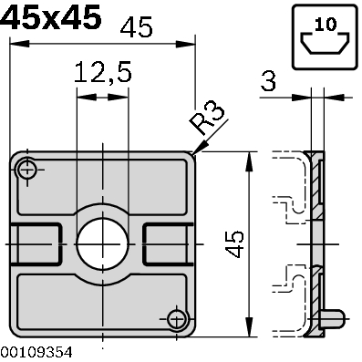 Radial compensation 45x45, grey